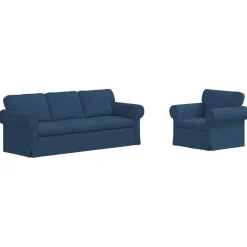 vidaXL Bankstel 2 pcs Blauw 215 x 82 x 80 cm Stof