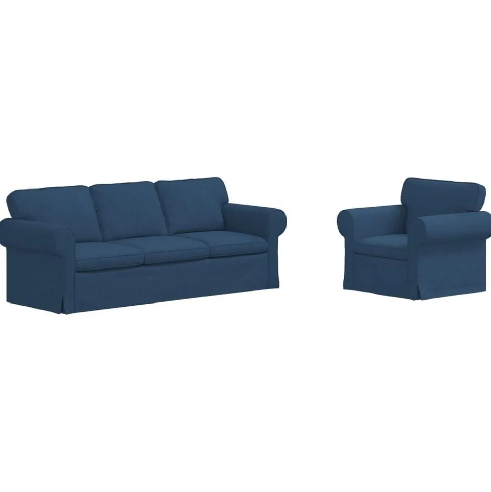 vidaXL Bankstel 2 pcs Blauw 215 x 82 x 80 cm Stof