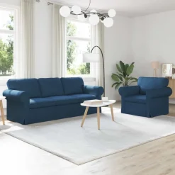 vidaXL Bankstel 2 pcs Blauw 215 x 82 x 80 cm Stof