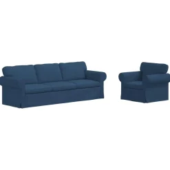 vidaXL Bankstel 2 pcs Blauw 245 x 82 x 80 cm Stof