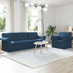 vidaXL Bankstel 2 pcs Blauw 245 x 82 x 80 cm Stof