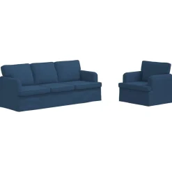 vidaXL Bankstel 2 pcs Blauw 201 x 80 x 85 cm Stof