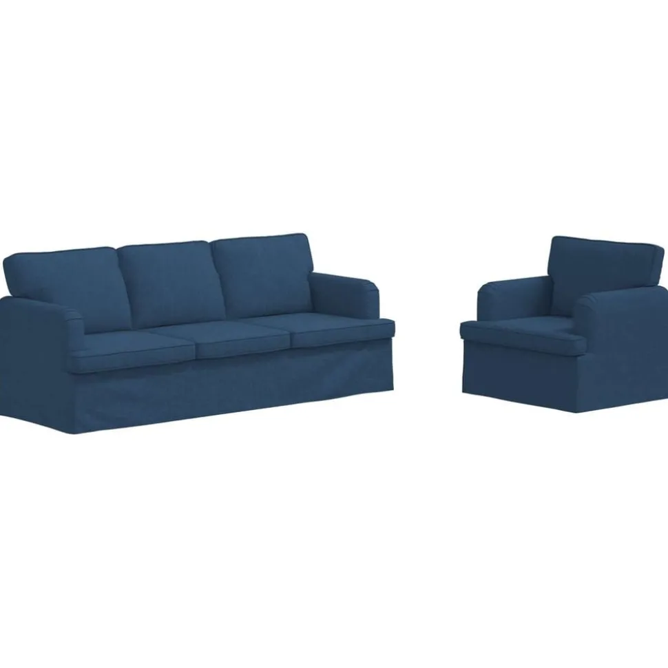 vidaXL Bankstel 2 pcs Blauw 201 x 80 x 85 cm Stof