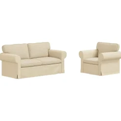 vidaXL Bankstel 2 pcs Crème 175 x 82 x 80 cm Stof