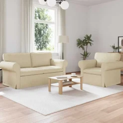 vidaXL Bankstel 2 pcs Crème 175 x 82 x 80 cm Stof