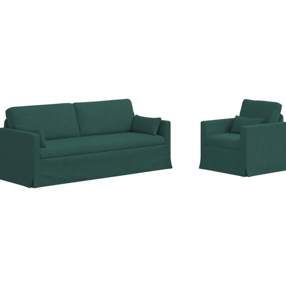 vidaXL Bankstel 2 pcs Donkergroen 198 x 78 x 80 cm Stof