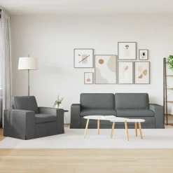 vidaXL Bankstel 2 pcs Donkergrijs 222 x 80 x 82 cm Stof