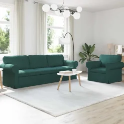 vidaXL Bankstel 2 pcs Donkergroen 245 x 82 x 80 cm Stof