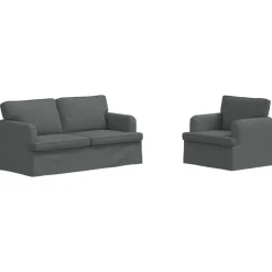 vidaXL Bankstel 2 pcs Donkergrijs 162 x 80 x 85 cm Stof