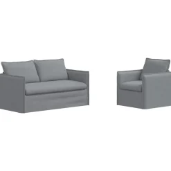 vidaXL Bankstel 2 pcs Lichtgrijs 156 x 82 x 85 cm Stof