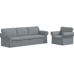 vidaXL Bankstel 2 pcs Lichtgrijs 245 x 82 x 80 cm Stof