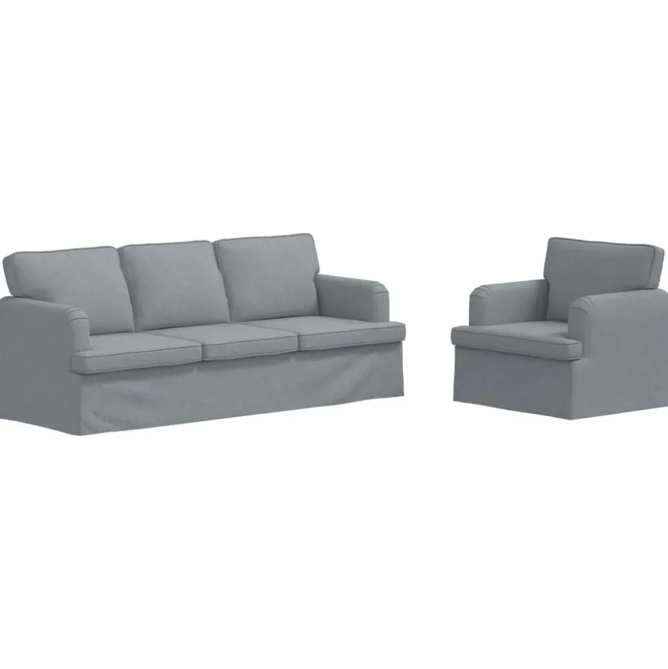 vidaXL Bankstel 2 pcs Lichtgrijs 201 x 80 x 85 cm Stof