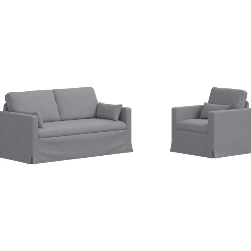 vidaXL Bankstel 2 pcs Lichtgrijs 158 x 78 x 80 cm Stof