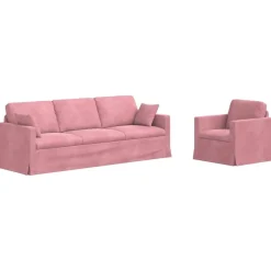 vidaXL Bankstel 2 pcs Roze 228 x 78 x 80 cm Fluweel