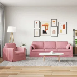 vidaXL Bankstel 2 pcs Roze 228 x 78 x 80 cm Fluweel