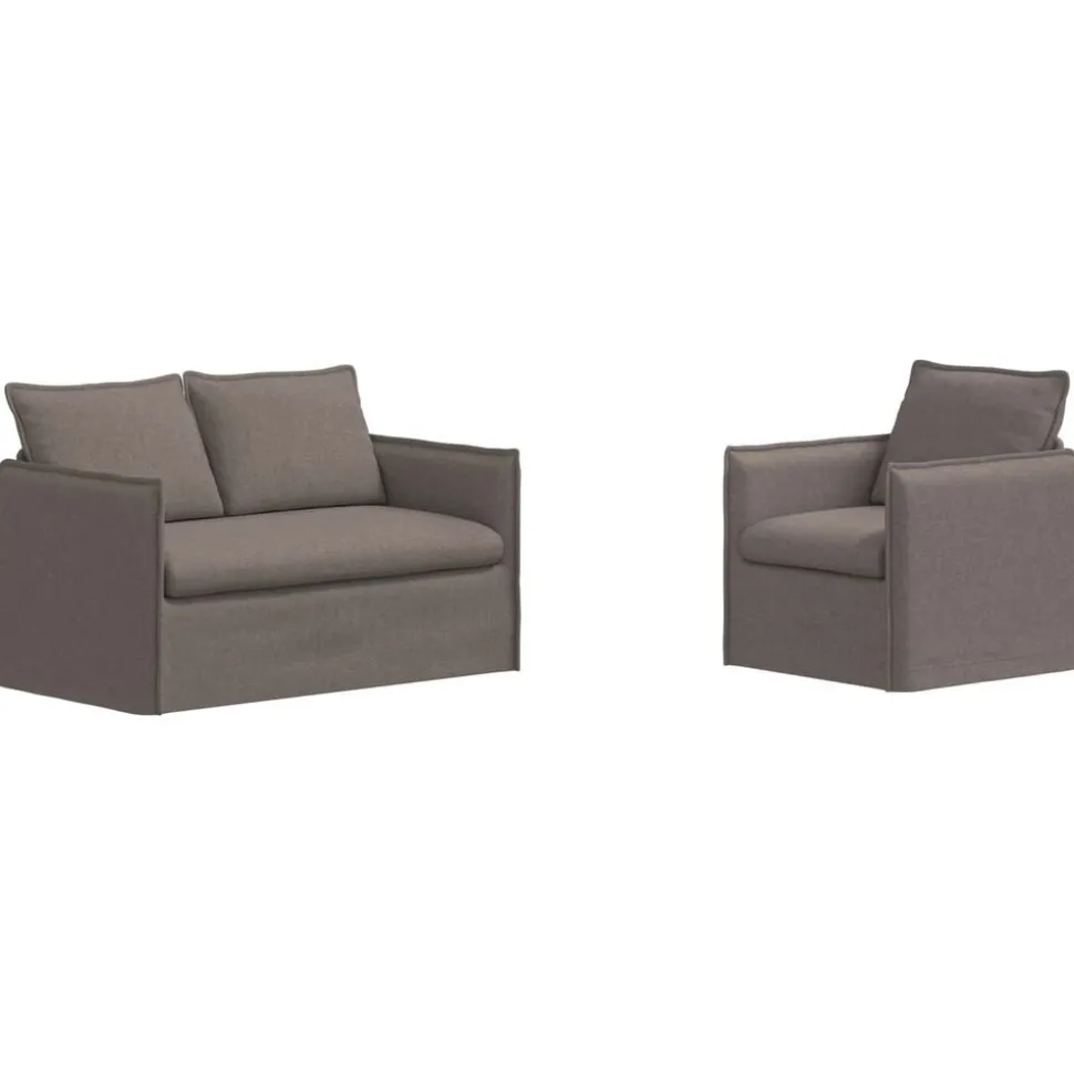 vidaXL Bankstel 2 pcs Taupe 136 x 82 x 85 cm Stof