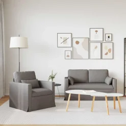 vidaXL Bankstel 2 pcs Taupe 139 x 78 x 80 cm Stof