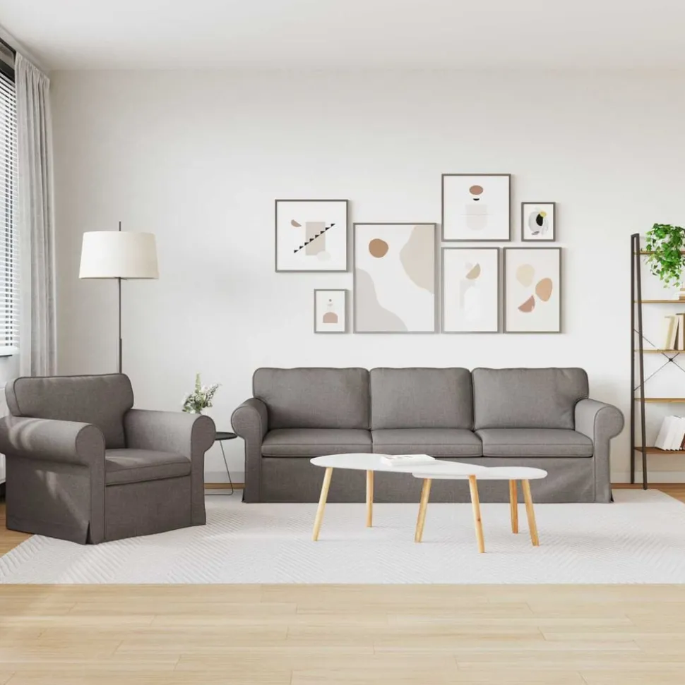 vidaXL Bankstel 2 pcs Taupe 245 x 82 x 80 cm Stof