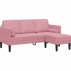 vidaXL Bankstel met kussen Roze Polyester