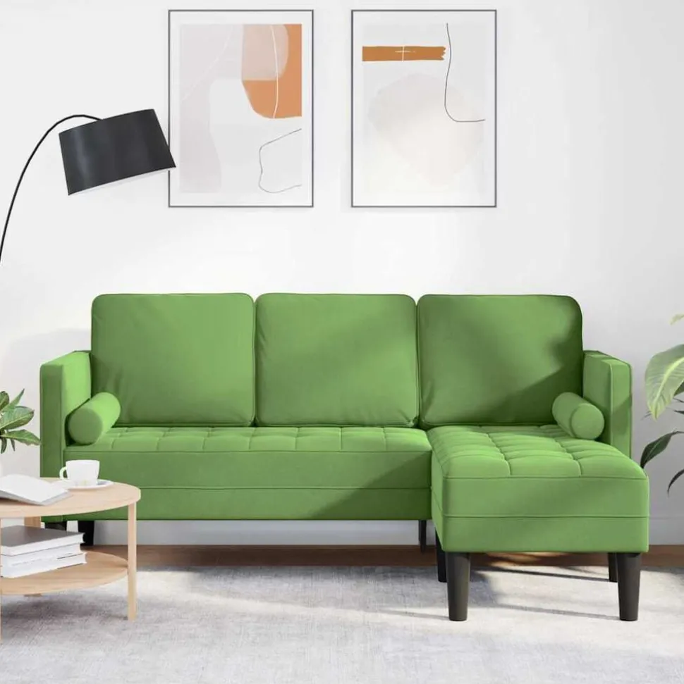 vidaXL Bankstel met kussen Lichtgroen Polyester