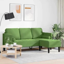 vidaXL Bankstel met kussen Lichtgroen Polyester