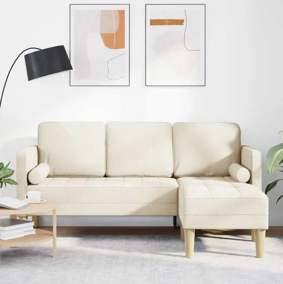 vidaXL Bankstel met kussen Linnen Polyester