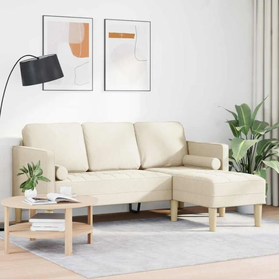 vidaXL Bankstel met kussen Linnen Polyester
