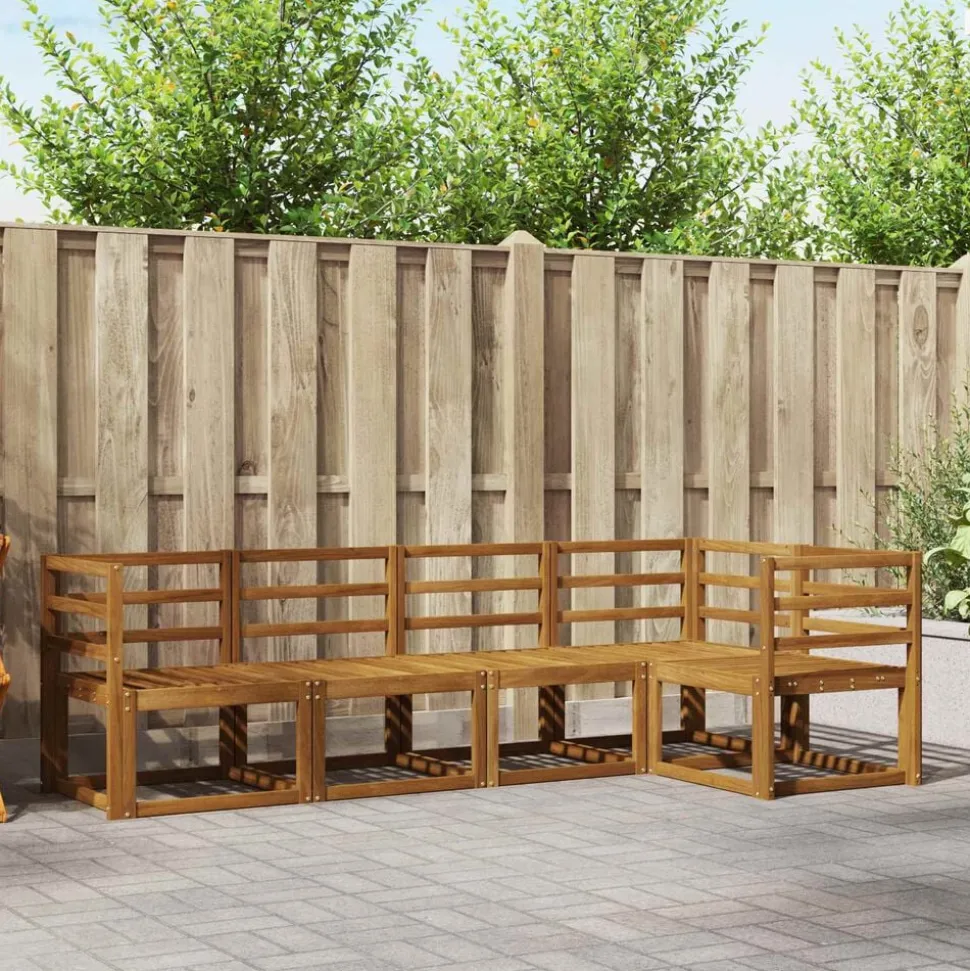 vidaXL Bankstel met kussen 5 pcs Natuurlijk en Antraciet