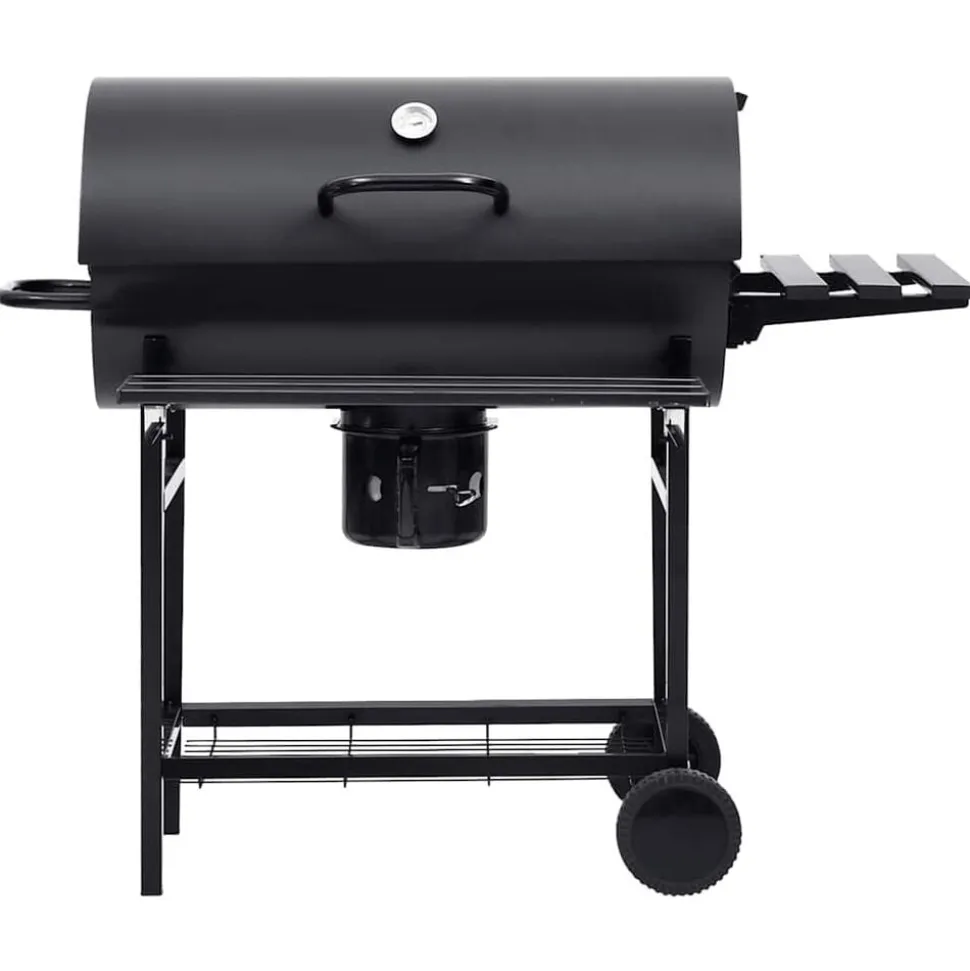 vidaXL Barbecuevat met wielen en schappen 115x85x95 cm staal zwart