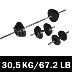 vidaXL Barbell- en dumbbellset 30,5 kg