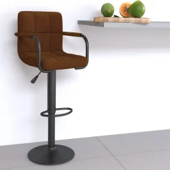 vidaXL Barkruk fluweel bruin