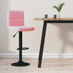 vidaXL Barkruk fluweel roze