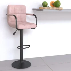 vidaXL Barkruk fluweel roze