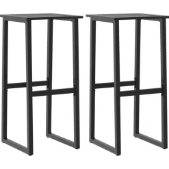 vidaXL Barkrukken 2 st 38x38x80 cm gepoedercoat staal zwart