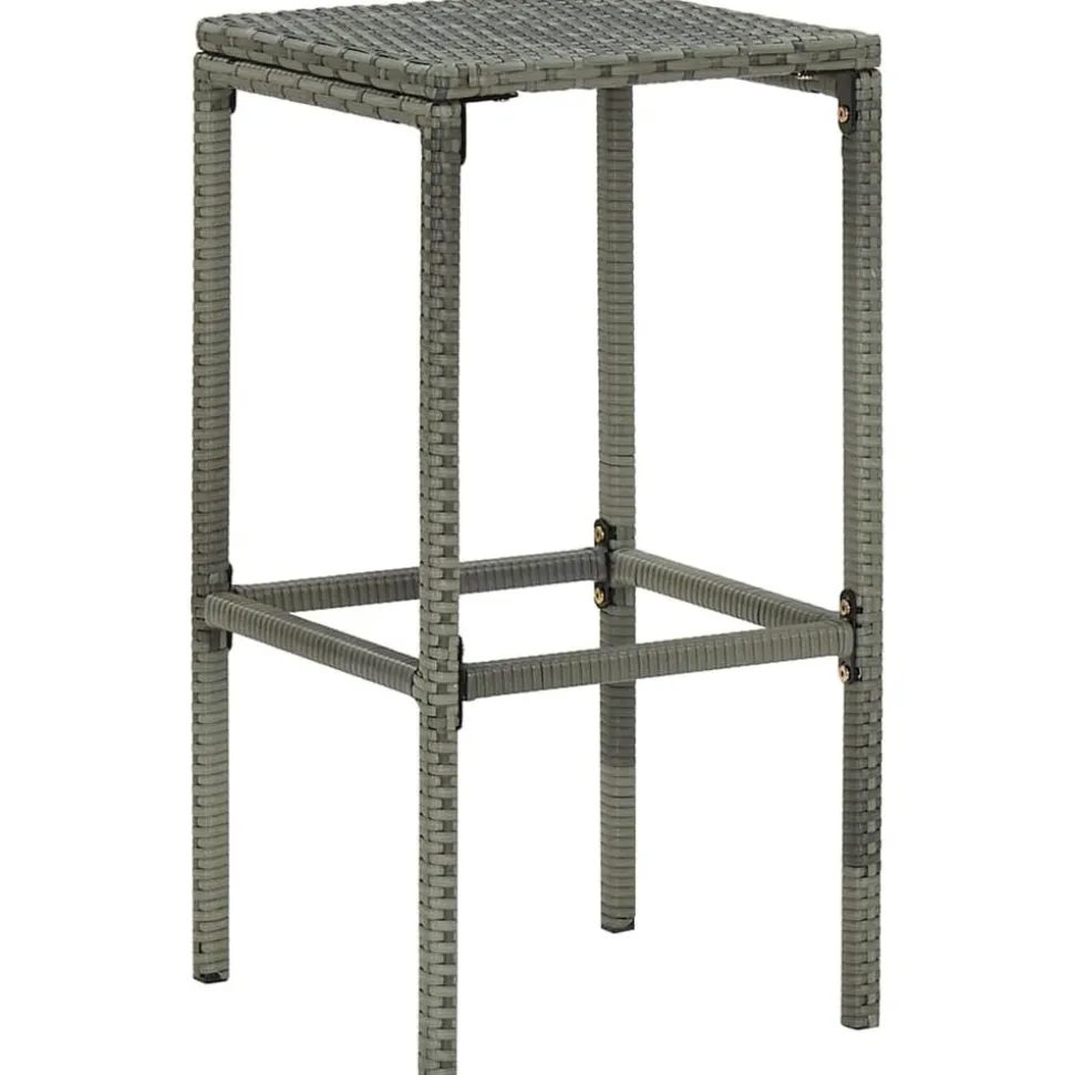 vidaXL Barkrukken met kussens 2 st poly rattan grijs