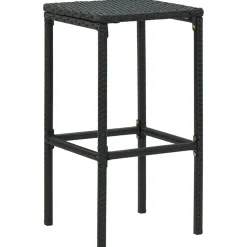 vidaXL Barkrukken met kussens 2 st poly rattan zwart