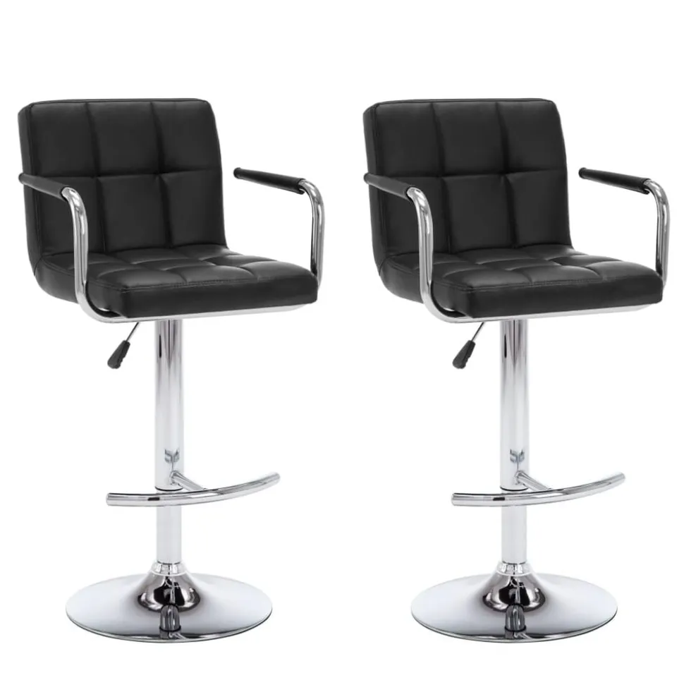 vidaXL Barstoelen 2 st kunstleer zwart