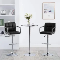 vidaXL Barstoelen 2 st kunstleer zwart