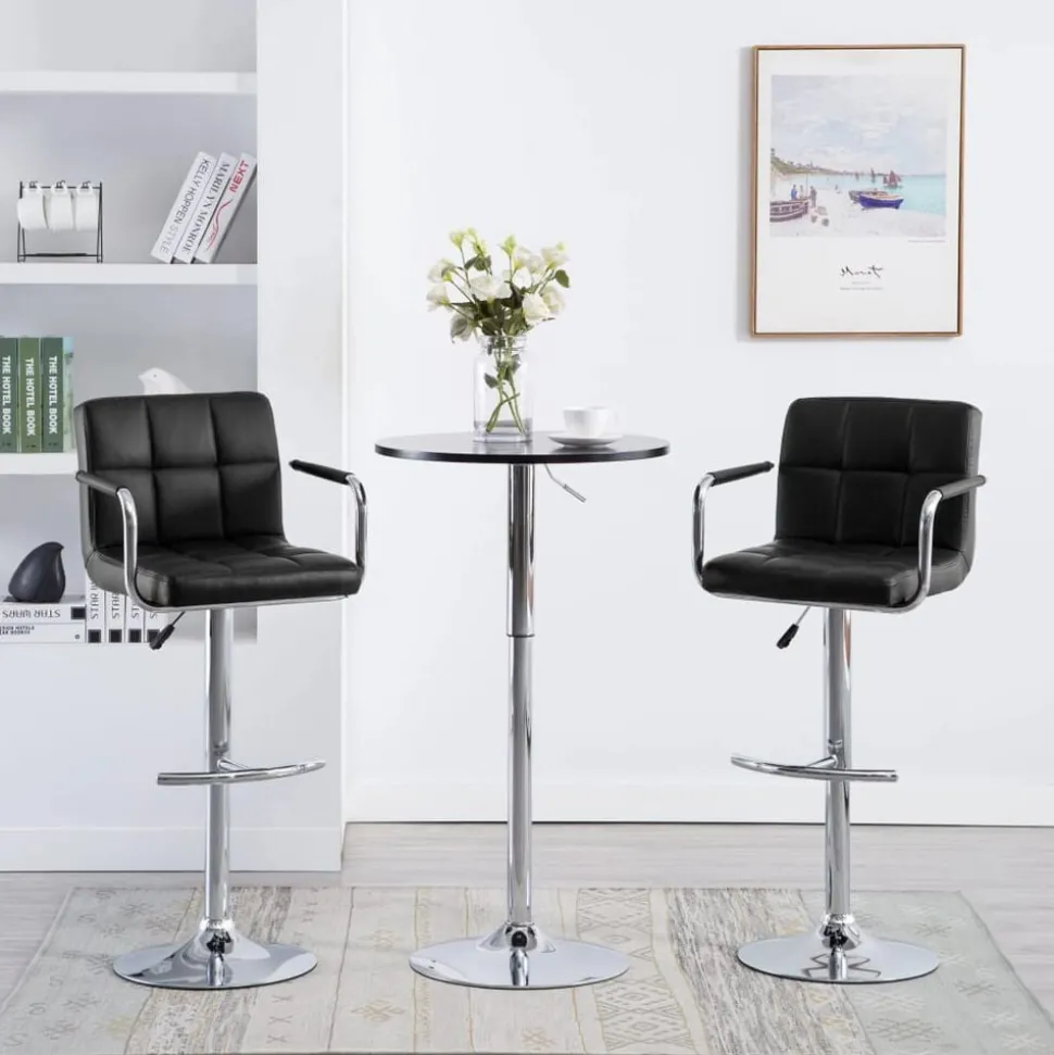 vidaXL Barstoelen 2 st kunstleer zwart