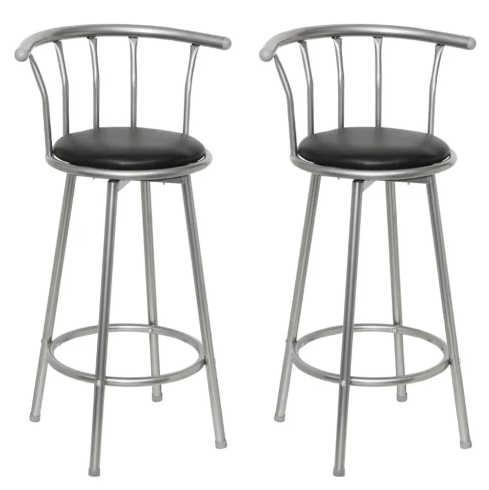 vidaXL Barstoelen 2 st kunstleer zwart