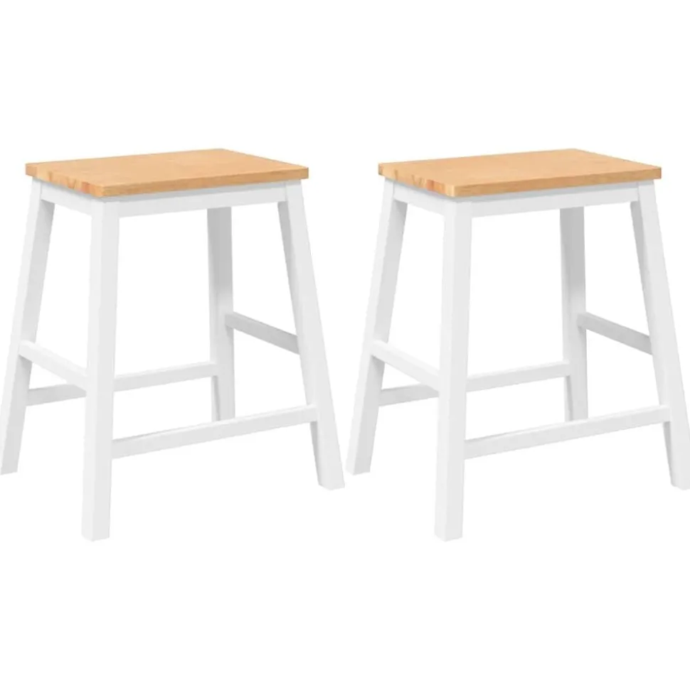 vidaXL Barstoelen 2 st massief hout wit