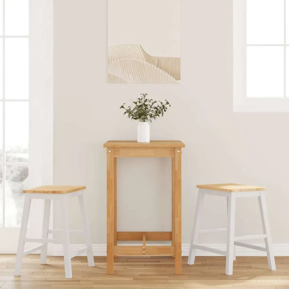 vidaXL Barstoelen 2 st massief hout wit