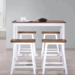 vidaXL Bartafel- en krukkenset massief hout 5-delig