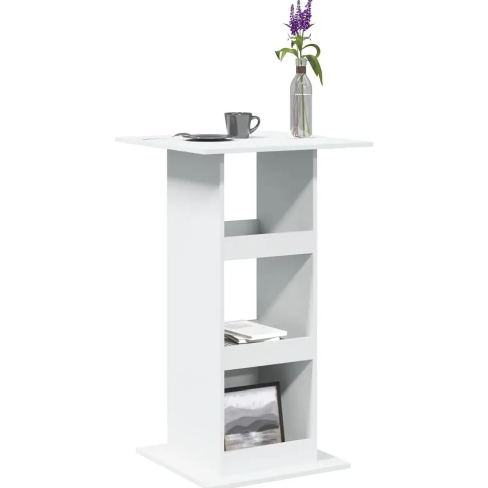 vidaXL Bartafel met opbergruimte 60x60x102 cm bewerkt hout wit