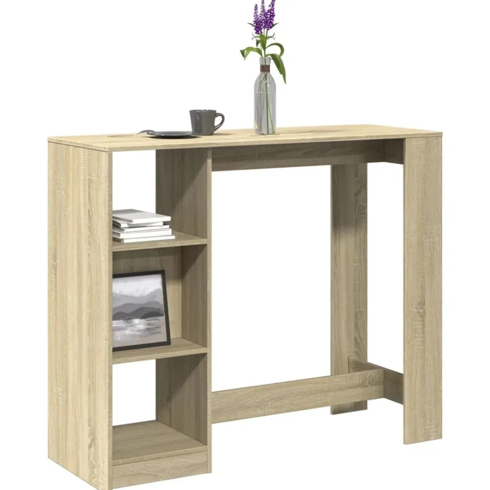 vidaXL Bartafel met schap 124x46x103,5 cm hout sonoma eikenkleur