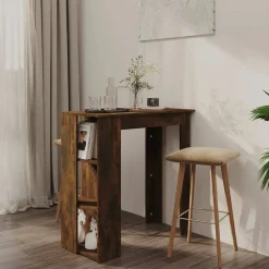 vidaXL Bartafel met schap 102x50x103,5 cm bewerkt hout gerookt eiken