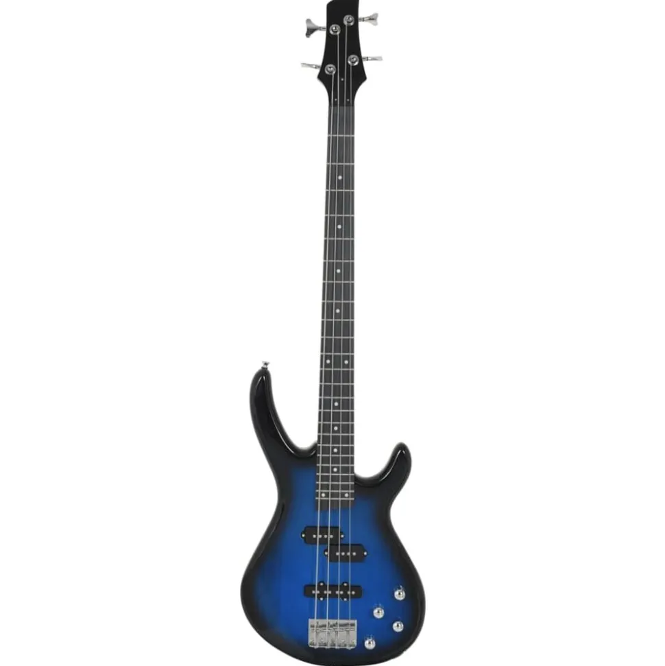 vidaXL Basgitaar voor beginners elektrisch met tas 4/4 46" blauw zwart