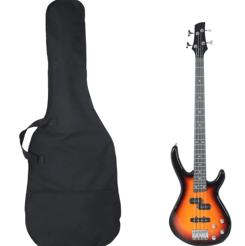 vidaXL Basgitaar voor beginners elektrisch met tas 4/4 46" bruin zwart