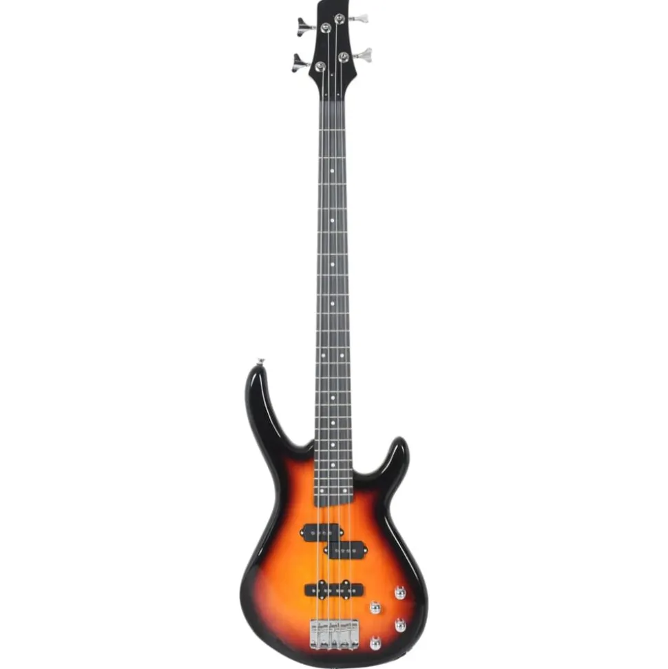 vidaXL Basgitaar voor beginners elektrisch met tas 4/4 46" bruin zwart
