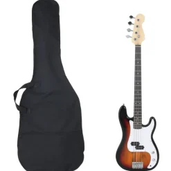 vidaXL Basgitaar voor beginners elektrisch met tas 4/4 46" bruin wit